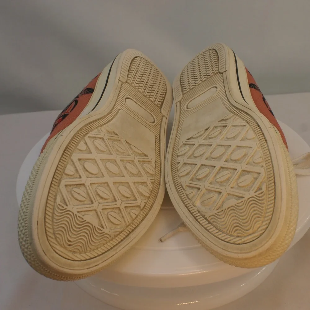Fish On Salmon Canvas Low Top Sneakers PNW Native‎ Art Style Women 6 EU 39